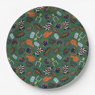 American Football team Orange and Blue Paper Plate