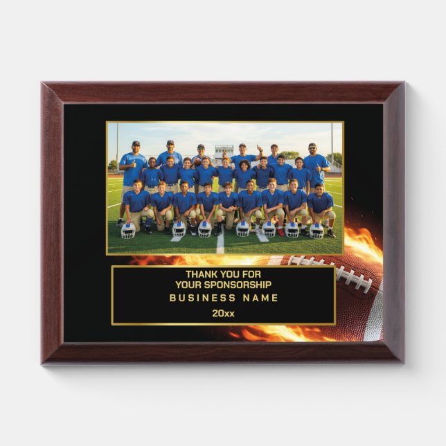 American Football Team Sponsor Appreciation Custom Award Plaque (Horizontal)