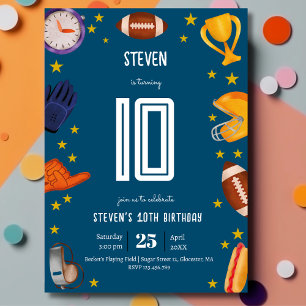 American football team sport kids birthday invitation