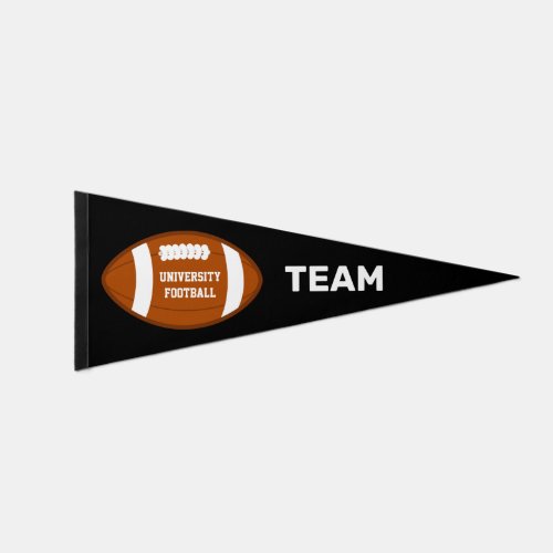 American Football Team Text on Black Pennant Flag