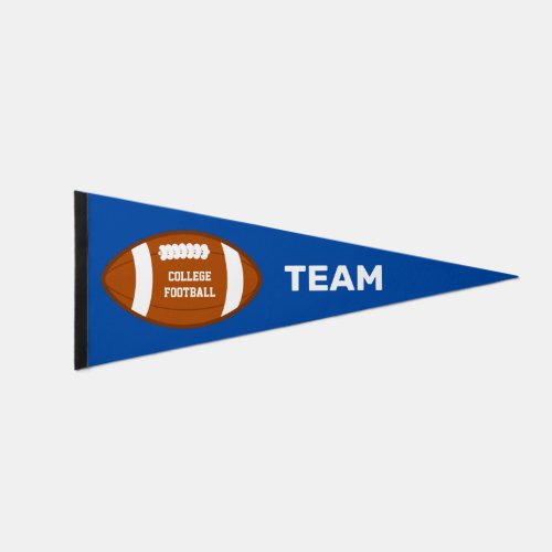 American Football Team Text on Royal Blue Pennant Flag