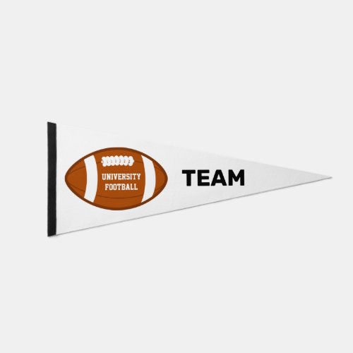 American Football Team Text on White Pennant Flag