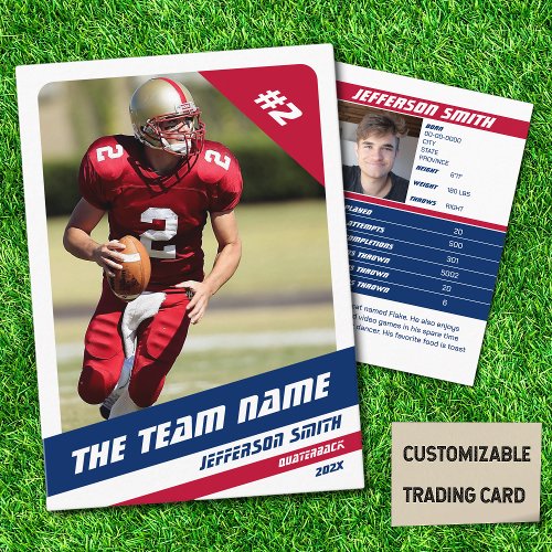 American Football Team Trading Card Red White Blue