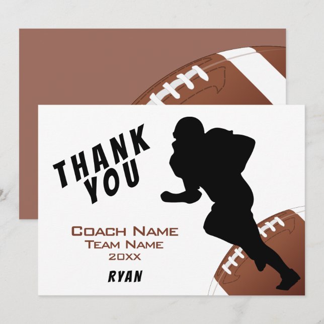 American Football Thank you Coach Card (Front/Back)