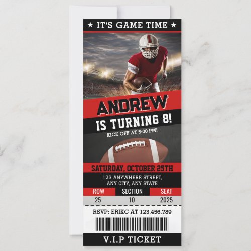 American Football Ticket birthday Party Kids Invitation