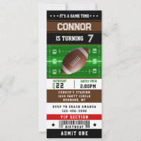 American Football Ticket Pass Birthday Invitation