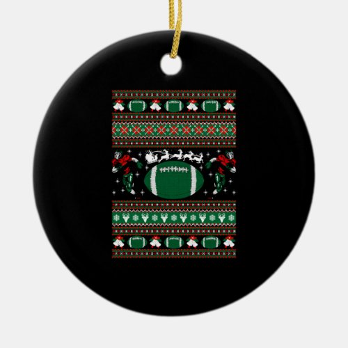 American Football Ugly Christmas Sweater Ceramic Ornament