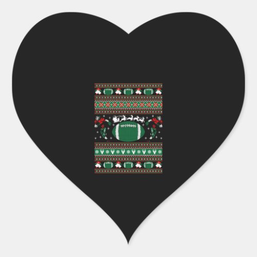 American Football Ugly Christmas Sweater Heart Sticker