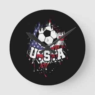 American Football USA Round Clock