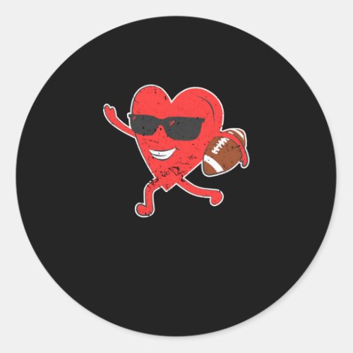 American Football Valentines Day Love Sports Run Classic Round Sticker