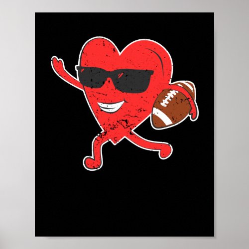 American Football Valentines Day Love Sports Run Poster