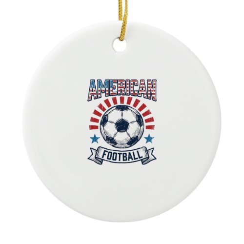 American Football Vintage Soccer Ball Shirt Design Ceramic Ornament