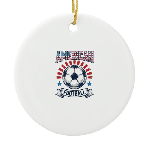 American Football Vintage Soccer Ball Shirt Design Ceramic Ornament