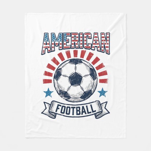 American Football Vintage Soccer Ball Shirt Design Fleece Blanket