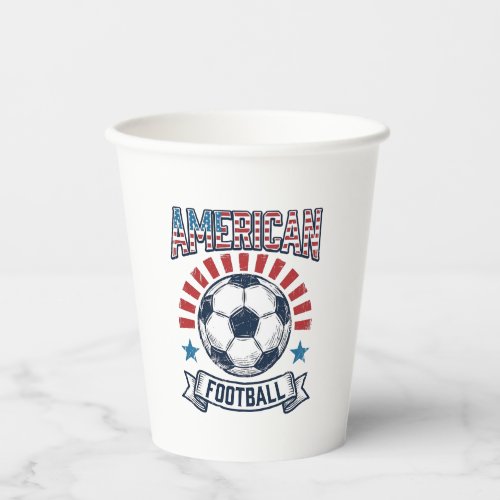 American Football Vintage Soccer Ball Shirt Design Paper Cups
