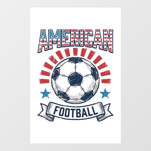 American Football Vintage Soccer Ball Shirt Design Window Cling