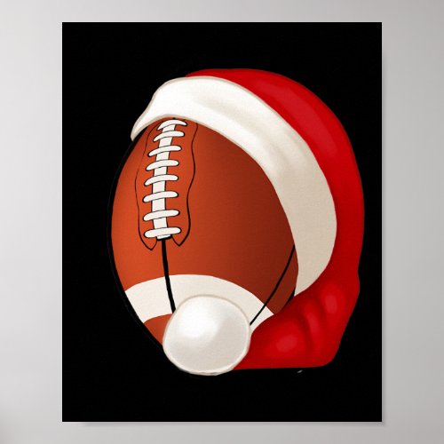 American Football Wearing Santa39s Hat Christmas  Poster