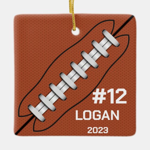 American Football with Photo Name  Number 2023 Ceramic Ornament