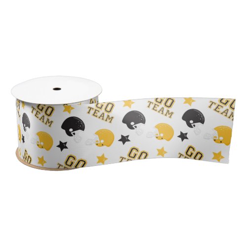 American Football Yellow and Black Patterns Satin Ribbon