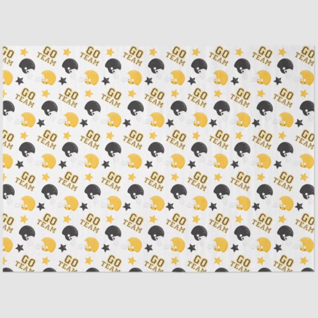 American Football Yellow and Black Patterns Tissue Paper (Front)