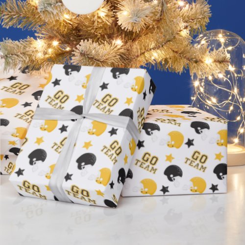 American Football Yellow and Black Patterns Wrapping Paper