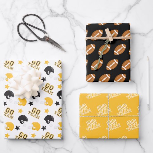 American Football Yellow and Black Patterns Wrapping Paper Sheets