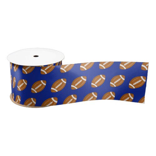 American Footballs on Blue Satin Ribbon