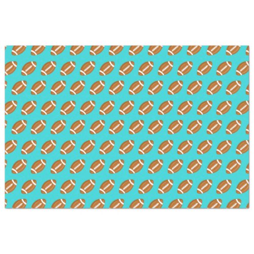 American Footballs on Turquoise Blue Tissue Paper