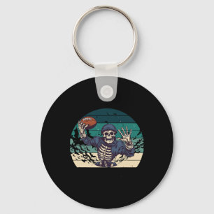 American Footll Retro Vintage Halloween Skeleton  Keychain