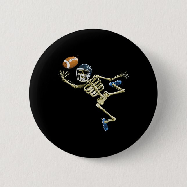 American Footll Skeleton Halloween Men Boys Footll Button (Front)