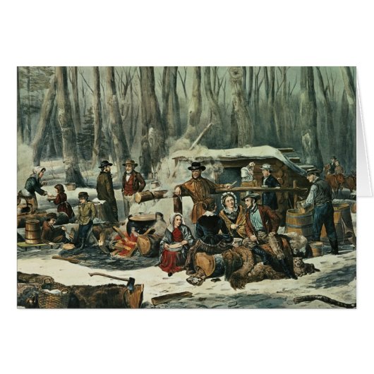 American Forest Scene - Maple Sugaring, 1856 Cards (Front Horizontal)