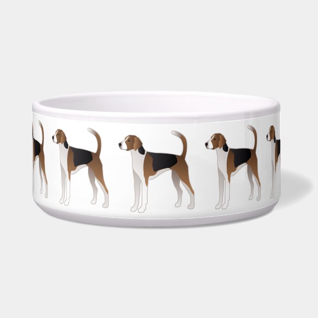 American Foxhound Basic Dog Breed Illustration Bowl (Front)