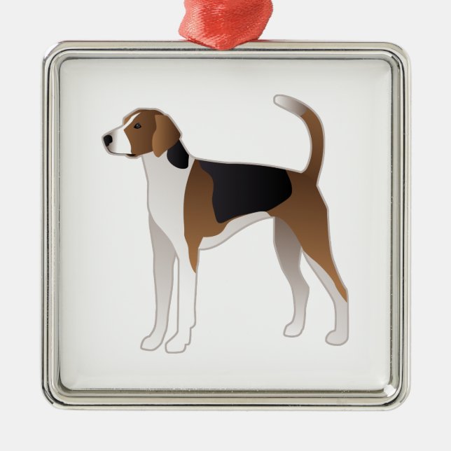 American Foxhound Basic Dog Breed Illustration Metal Ornament (Front)