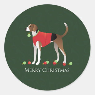 American Foxhound Christmas Classic Round Sticker