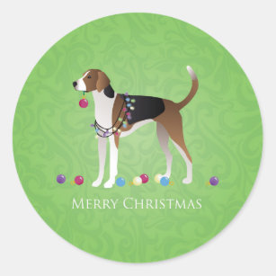 American Foxhound Christmas - Feliz Naughty Dog Classic Round Sticker
