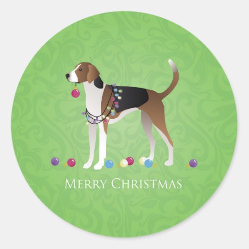 American Foxhound Christmas _ Feliz Naughty Dog Classic Round Sticker