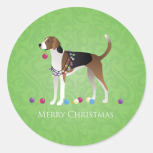 American Foxhound Christmas - Feliz Naughty Dog Classic Round Sticker