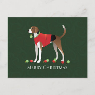 American Foxhound Christmas Holiday Postcard