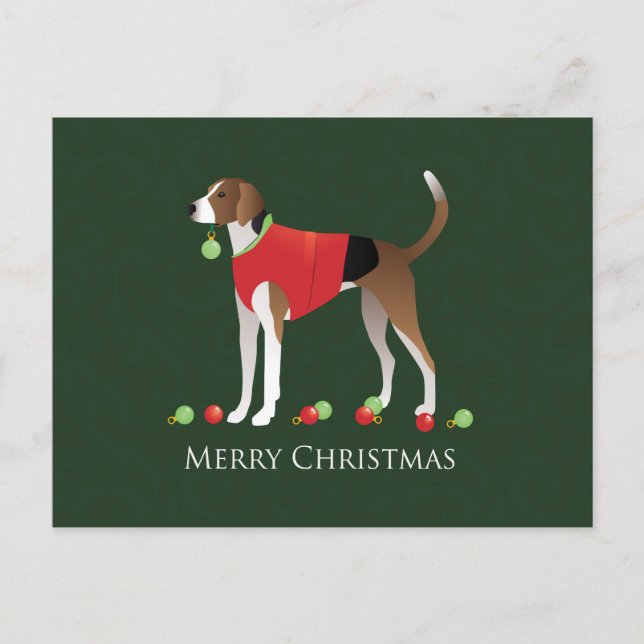 American Foxhound Christmas Holiday Postcard (Front)