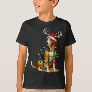 American Foxhound Christmas Lights Santa Hat Reind T-Shirt