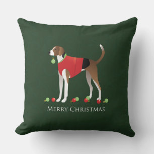American Foxhound Christmas Throw Pillow