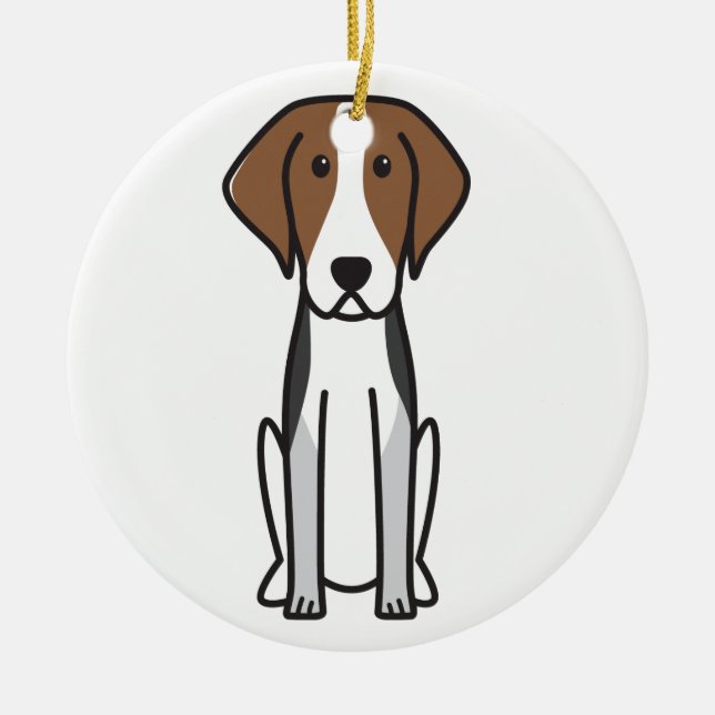 American Foxhound Dog Cartoon Ceramic Ornament (Front)