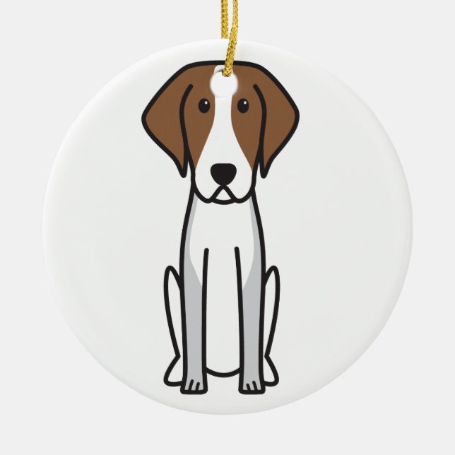 American Foxhound Dog Cartoon Ceramic Ornament (Front)