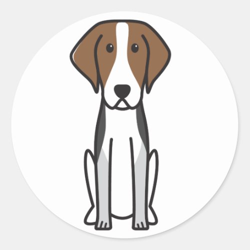 American Foxhound Dog Cartoon Classic Round Sticker