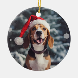 American Foxhound Dog Christmas Keepsake Ceramic Ornament