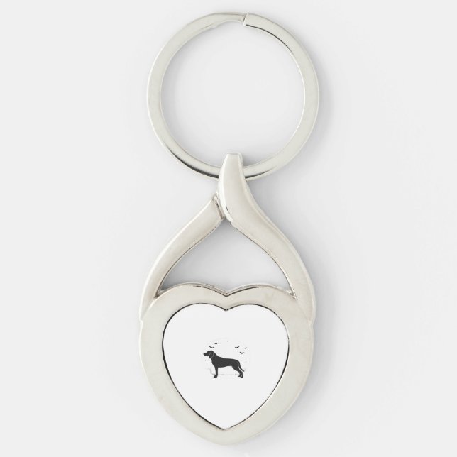 American Foxhound Dog – Halloween Moon Silhouette  Keychain (Front)