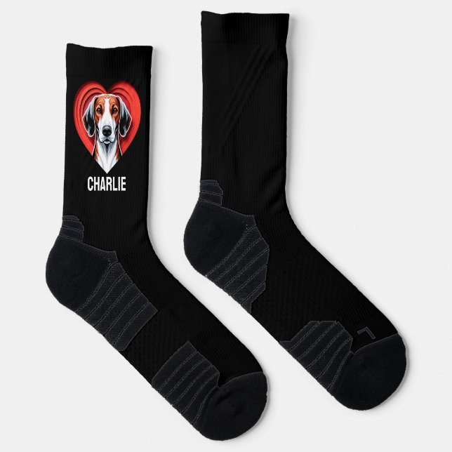 American Foxhound Dog Owner Custom Text Name  Socks (Right)