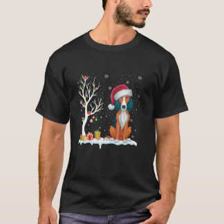 American Foxhound Dog Santa Hat Festive Tree Light T-Shirt