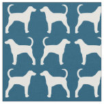 American Foxhound Dog Silhouettes Blue and White Fabric