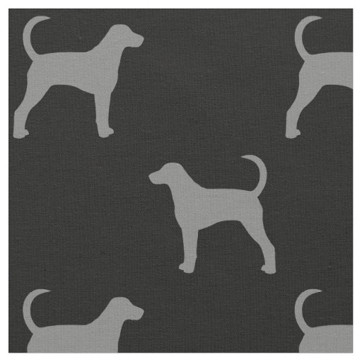 American Foxhound Dog Silhouettes Grey and Black Fabric